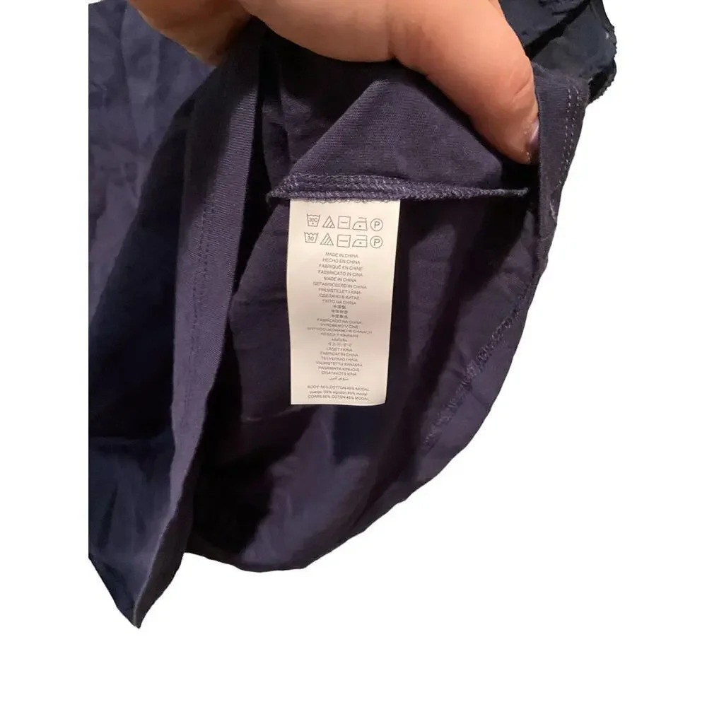 Michael Kors Blouse Top‎ Women SZ L Blue Polka Dot Ruffle Short Sleeve Crew Neck